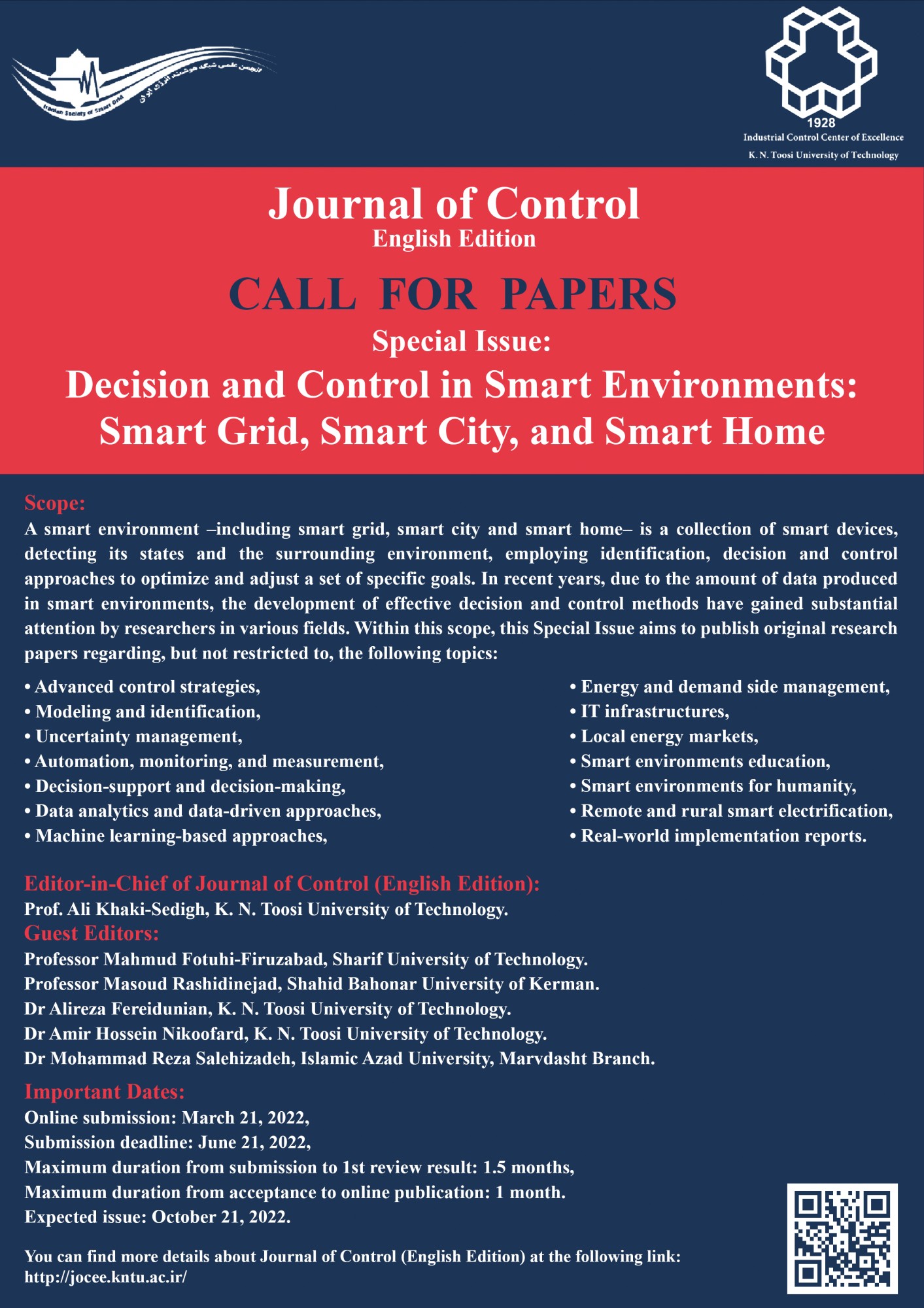 Decision and Control in Smart Environments  (Smart Grid, Smart City, and Smart Home)